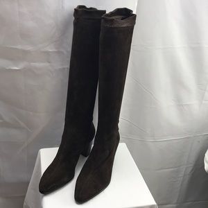 Robert Clergerie Brown Stretch Suede Knee Boots